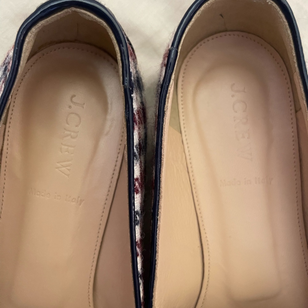 J. CREW Charlie Tassel Loafers Burgandy, White & Navy Blue Tweed Houndstooth 🎉 - Picture 12 of 15